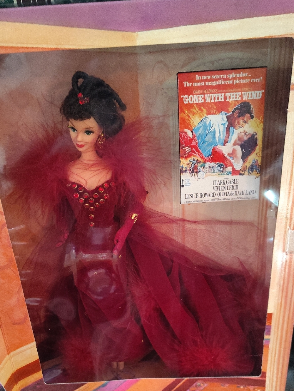 Vintage Barbie 1994 Scarlett O'Hara Inspired Fashion Doll in Deep Red Gown